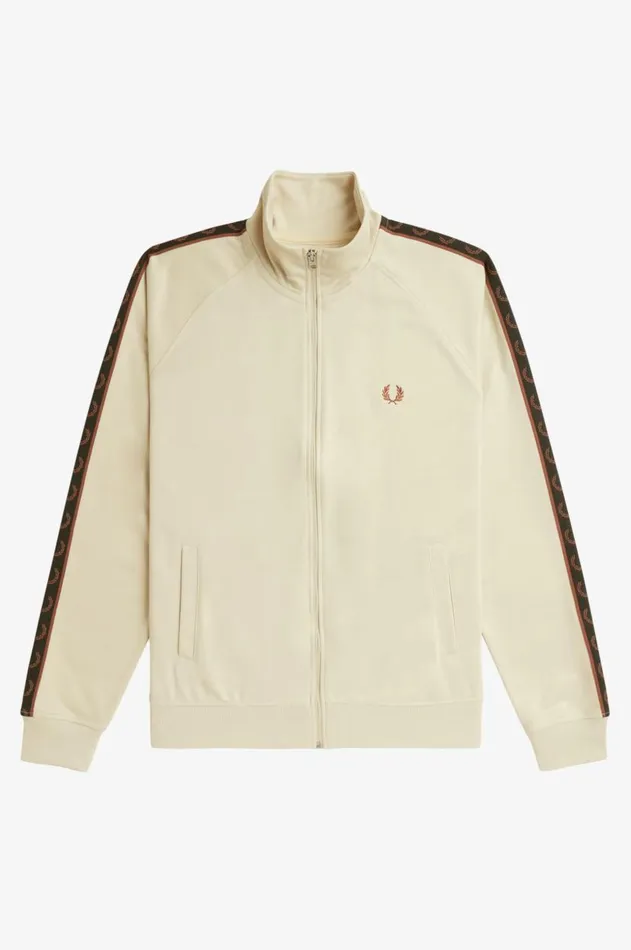 Men Track Jackets Fred Perry Contrast Tape Track Jacket Oatmealwhisky Brown