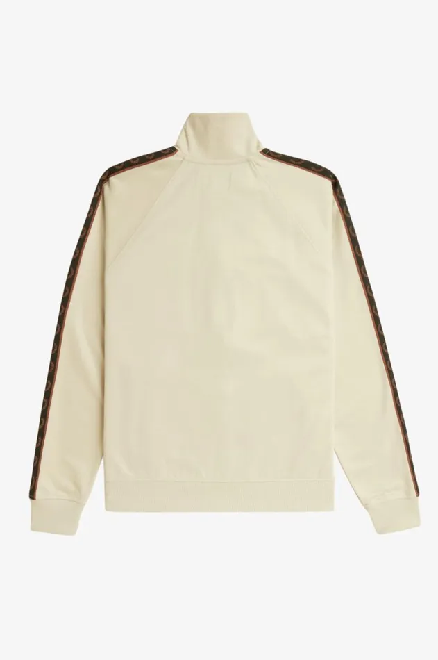 Men Track Jackets Fred Perry Contrast Tape Track Jacket Oatmealwhisky Brown