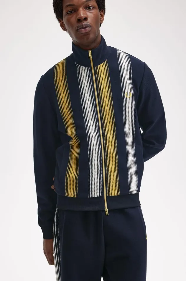 Men Track Jackets Fred Perry Ombre Stripe Track Jacket Navy
