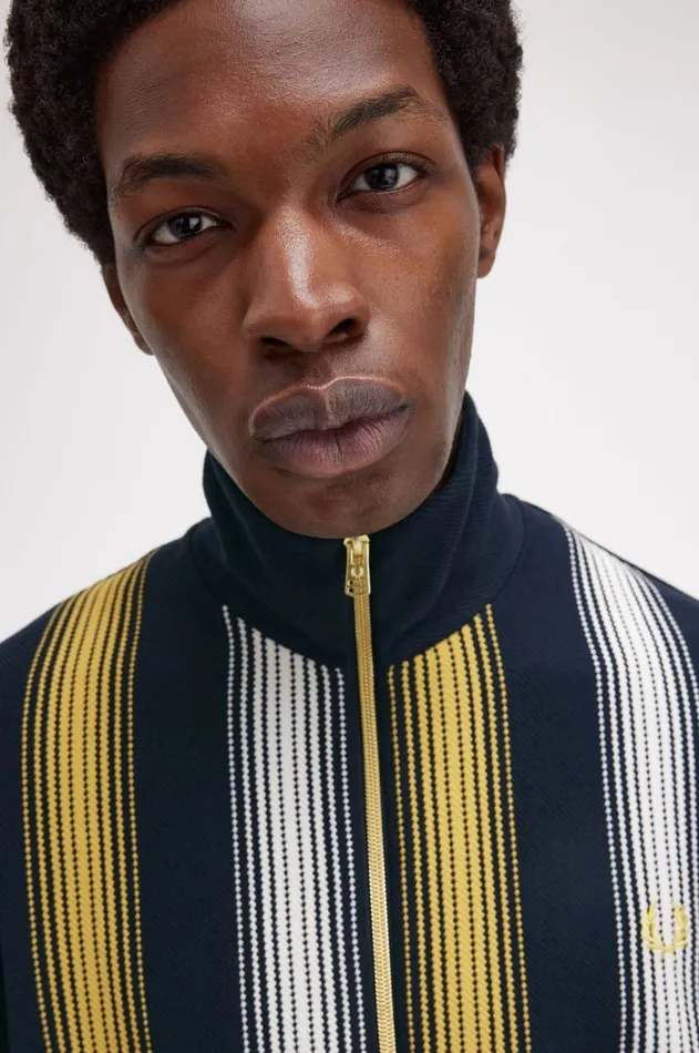 Men Track Jackets Fred Perry Ombre Stripe Track Jacket Navy