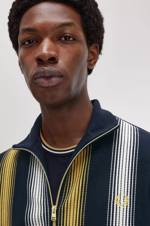 Men Track Jackets Fred Perry Ombre Stripe Track Jacket Navy