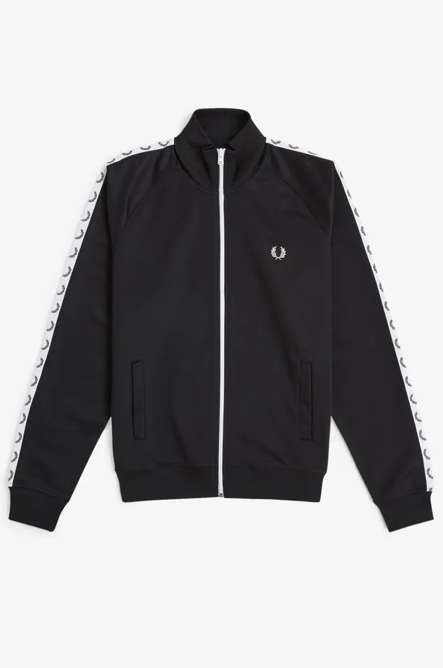 Men Track Jackets Fred Perry Taped Track Jacket Black