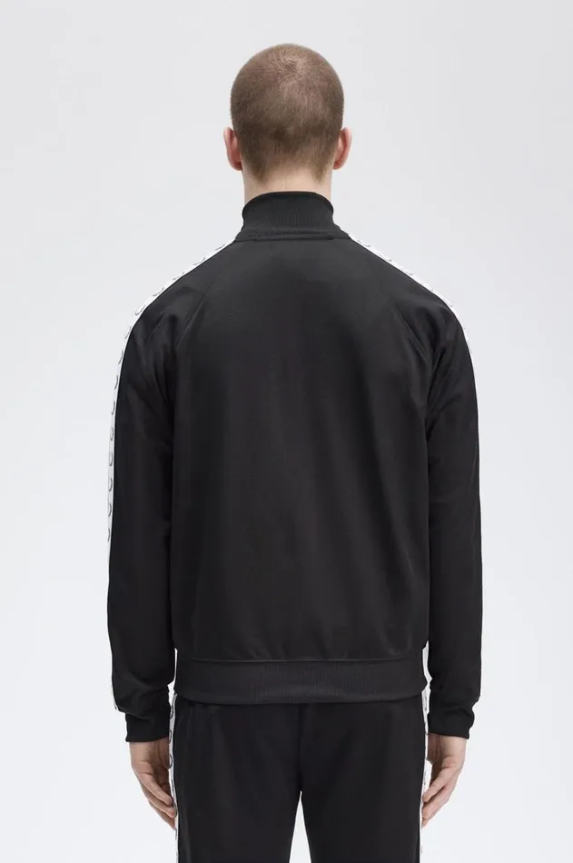 Men Track Jackets Fred Perry Taped Track Jacket Black