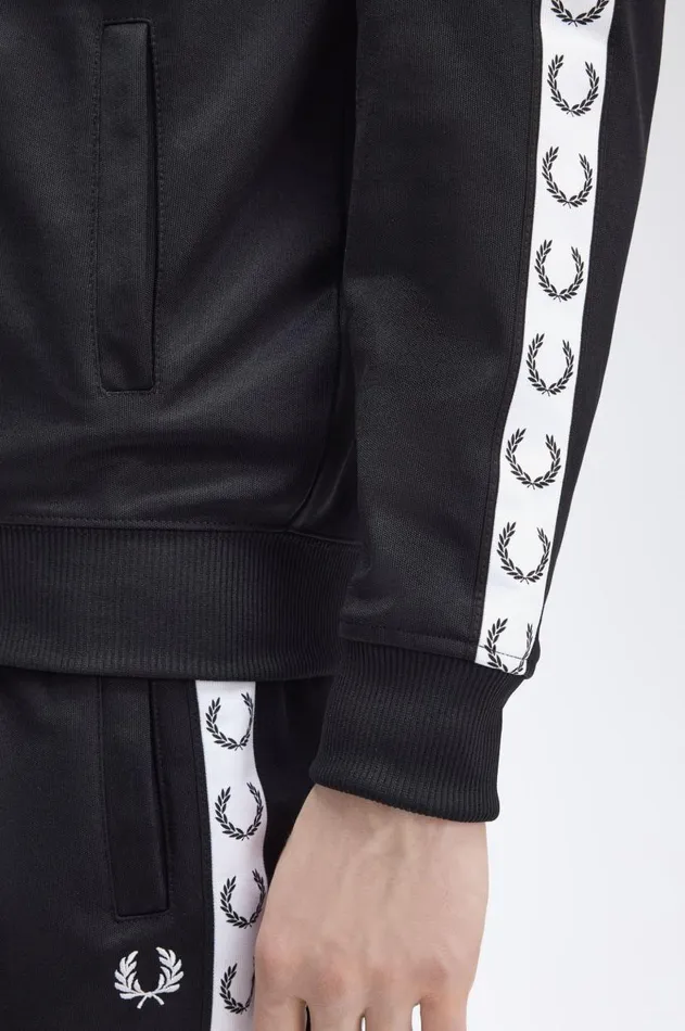 Men Track Jackets Fred Perry Taped Track Jacket Black