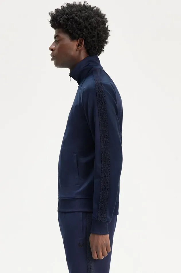 Men Track Jackets Fred Perry Taped Track Jacket Dark Carbon