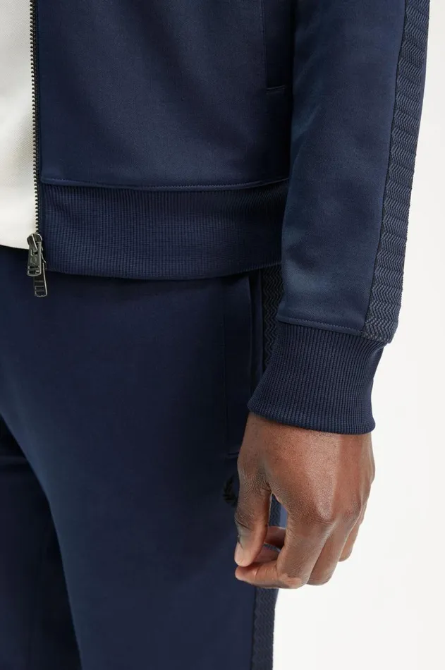 Men Track Jackets Fred Perry Taped Track Jacket Dark Carbon