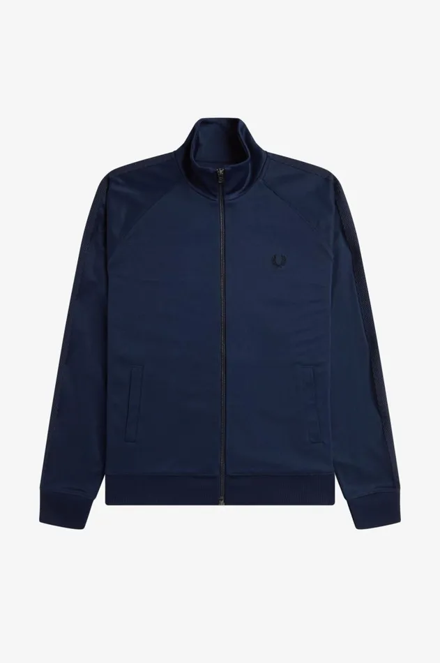 Men Track Jackets Fred Perry Taped Track Jacket Dark Carbon