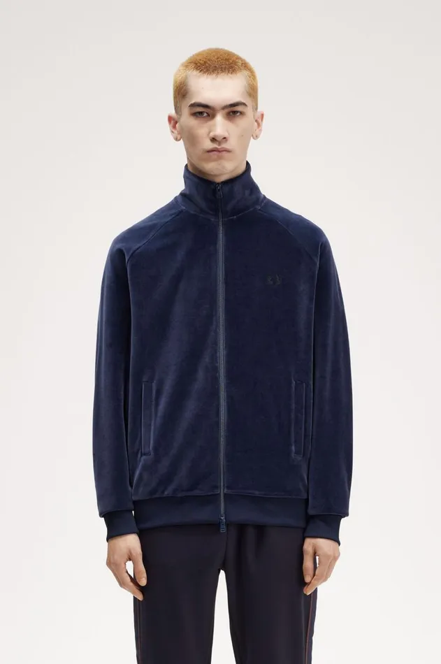 Men Track Jackets Fred Perry Track Jacket Dark Carbon