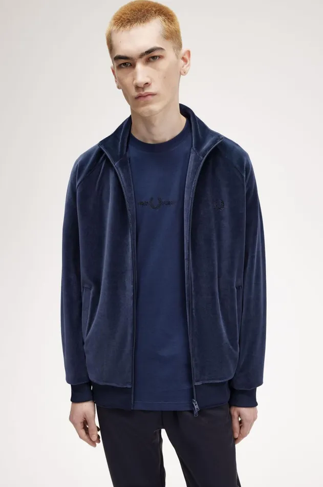 Men Track Jackets Fred Perry Track Jacket Dark Carbon