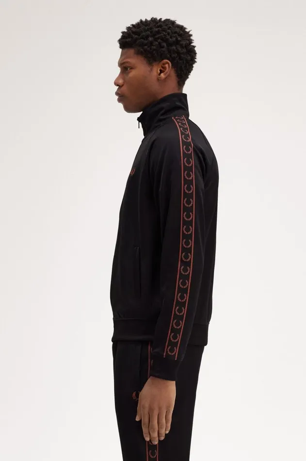 Men Tracksuits Fred Perry Contrast Tape Track Jacket Blackwhisky Brown
