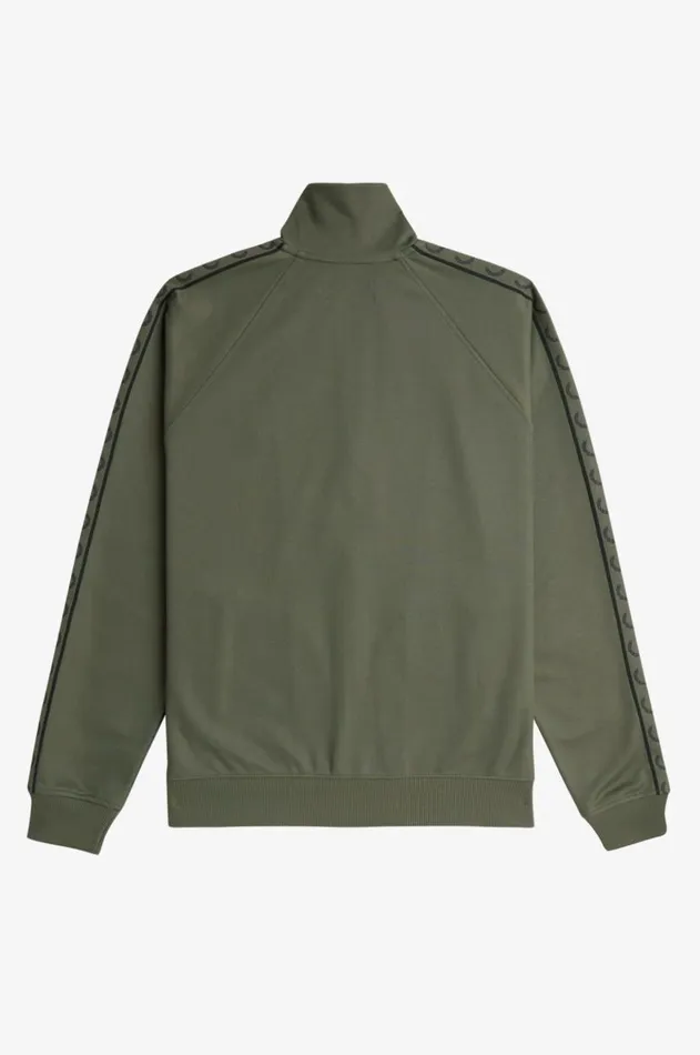 Men Tracksuits Fred Perry Contrast Tape Track Jacket Laurel Wreath Greennight Green