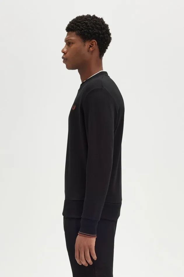 Men Tracksuits Fred Perry Crew Neck Sweatshirt Blackwhisky Brown