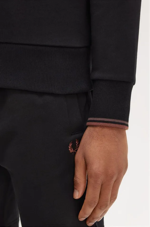 Men Tracksuits Fred Perry Crew Neck Sweatshirt Blackwhisky Brown