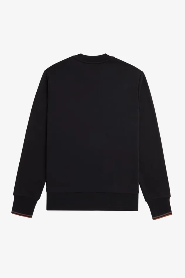 Men Tracksuits Fred Perry Crew Neck Sweatshirt Blackwhisky Brown