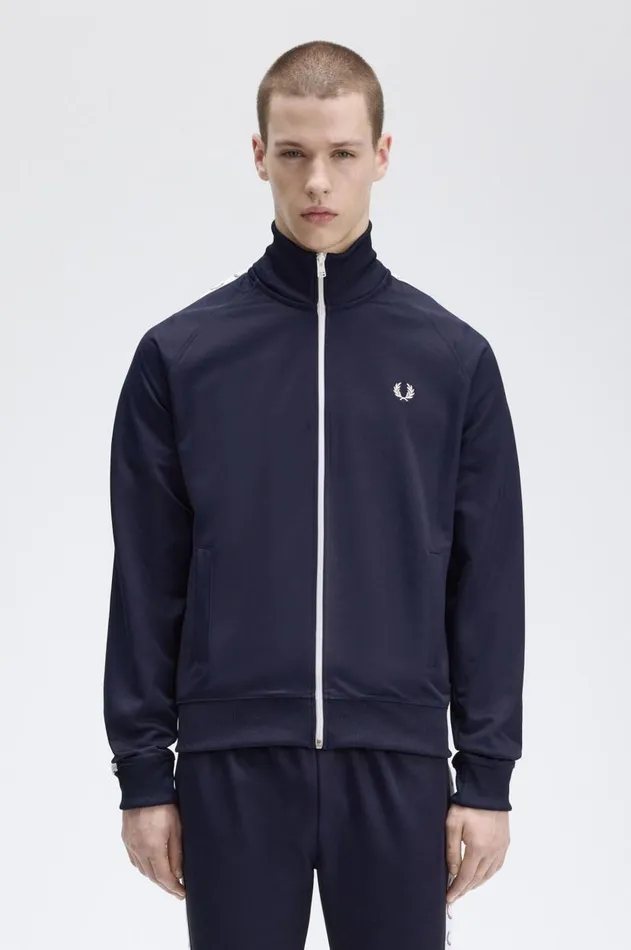 Men Tracksuits Fred Perry Taped Track Jacket Carbon Blue