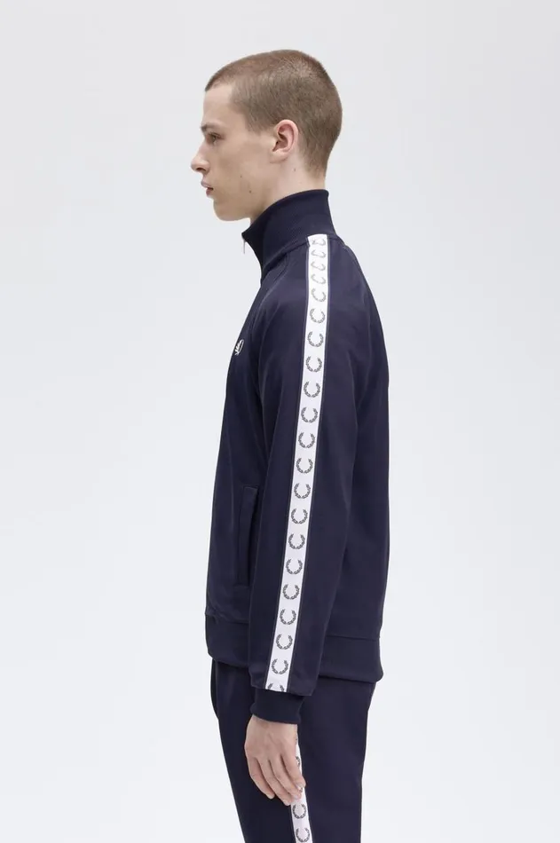 Men Tracksuits Fred Perry Taped Track Jacket Carbon Blue