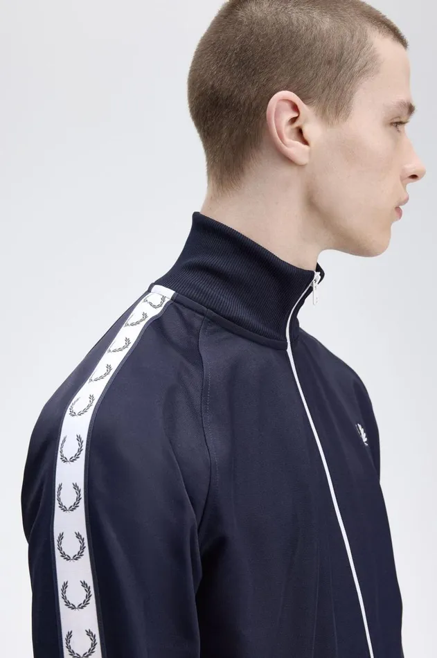Men Tracksuits Fred Perry Taped Track Jacket Carbon Blue