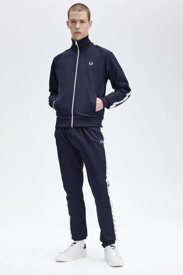 Men Tracksuits Fred Perry Taped Track Jacket Carbon Blue