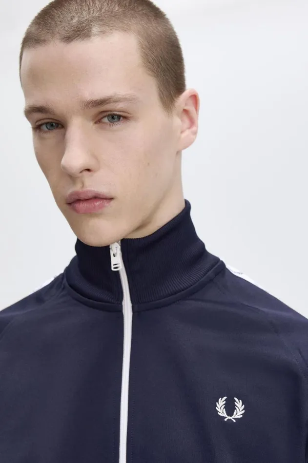 Men Tracksuits Fred Perry Taped Track Jacket Carbon Blue