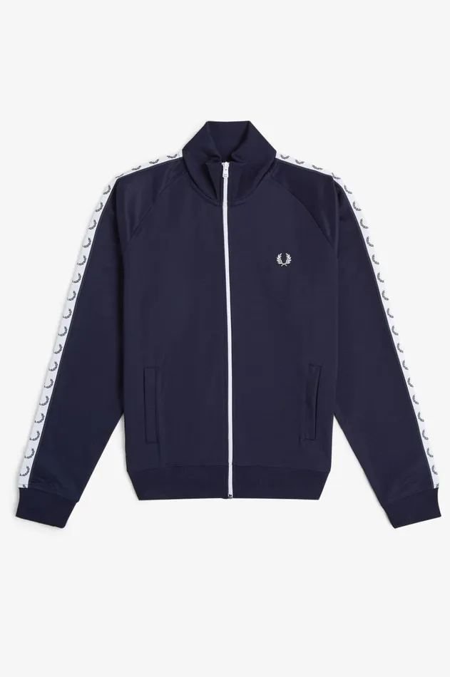 Men Tracksuits Fred Perry Taped Track Jacket Carbon Blue