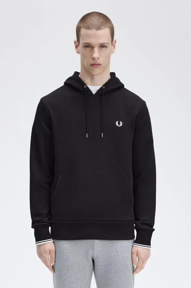 Men Tracksuits Fred Perry Tipped Hooded Sweatshirt Black