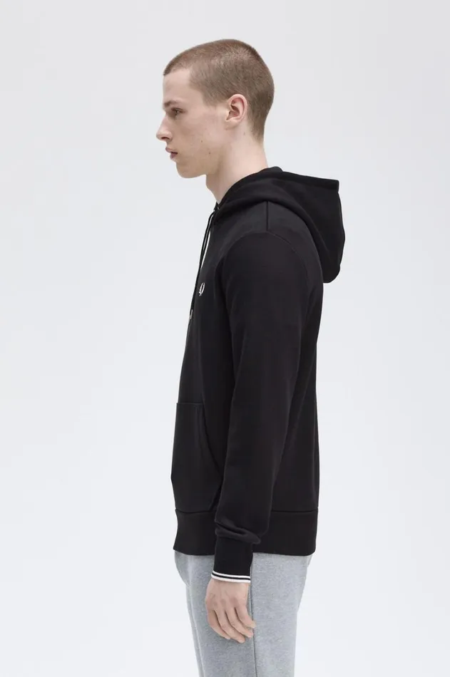 Men Tracksuits Fred Perry Tipped Hooded Sweatshirt Black