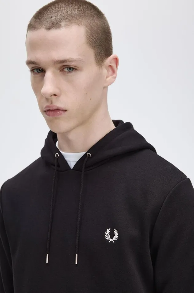 Men Tracksuits Fred Perry Tipped Hooded Sweatshirt Black