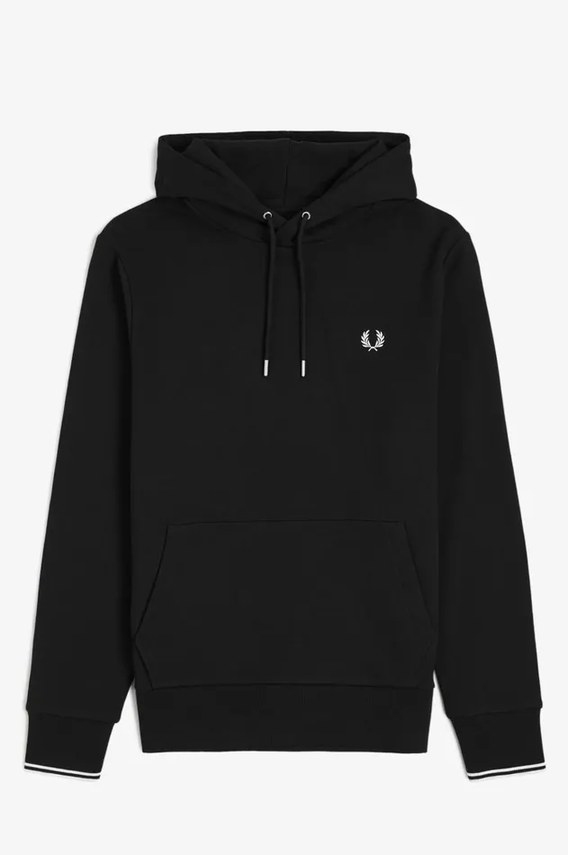 Men Tracksuits Fred Perry Tipped Hooded Sweatshirt Black
