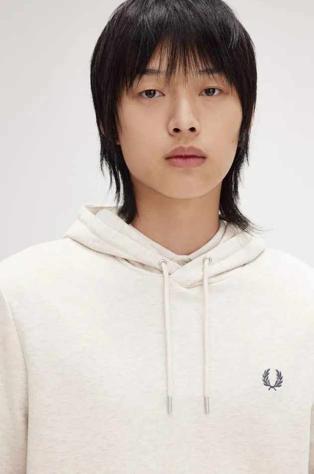 Men Tracksuits Fred Perry Tipped Hooded Sweatshirt Porridge Marlanchor Grey
