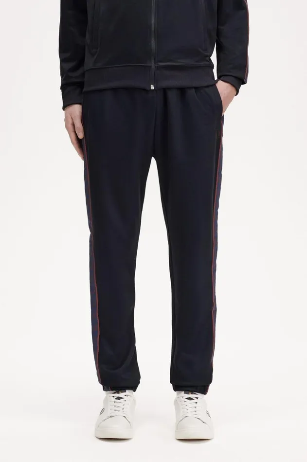 Men Trousers Fred Perry Contrast Tape Track Pants Navycarrington Brick