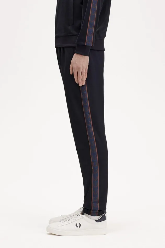 Men Trousers Fred Perry Contrast Tape Track Pants Navycarrington Brick