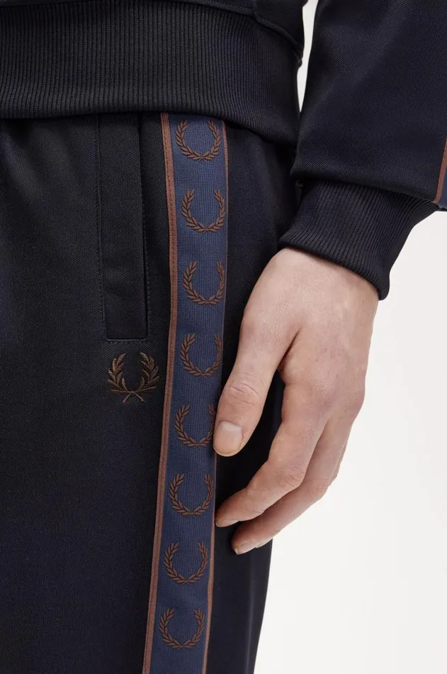 Men Trousers Fred Perry Contrast Tape Track Pants Navycarrington Brick