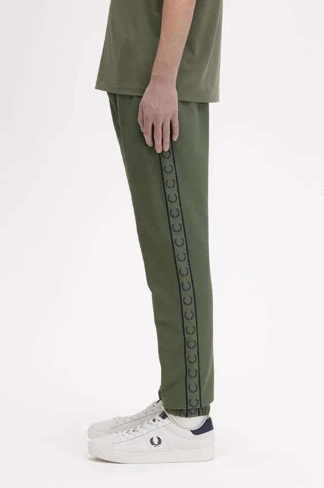 Men Trousers Fred Perry Contrast Taped Track Pants Laurel Wreath Greennight Green