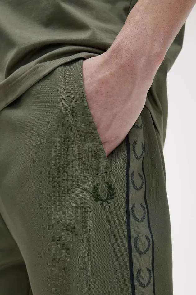 Men Trousers Fred Perry Contrast Taped Track Pants Laurel Wreath Greennight Green