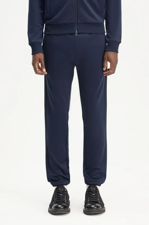 Men Trousers Fred Perry Tape Detail Track Pants Dark Carbon