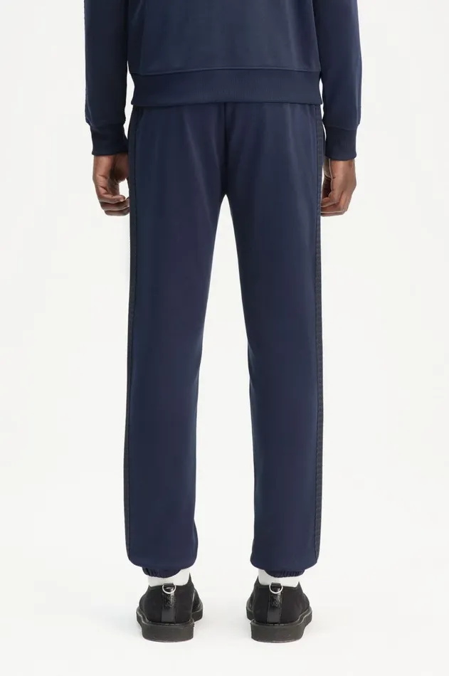 Men Trousers Fred Perry Tape Detail Track Pants Dark Carbon