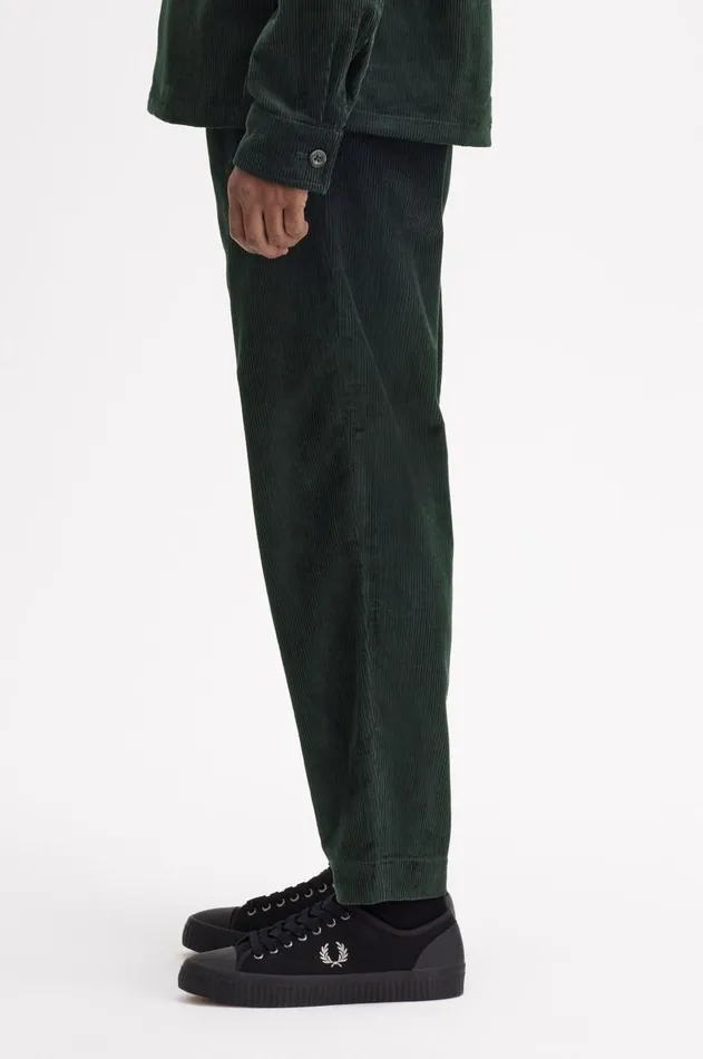 Men Trousers Fred Perry Tapered Corduroy Trousers Night Green