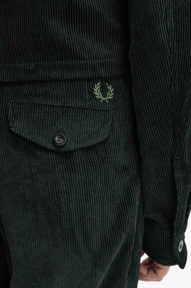 Men Trousers Fred Perry Tapered Corduroy Trousers Night Green