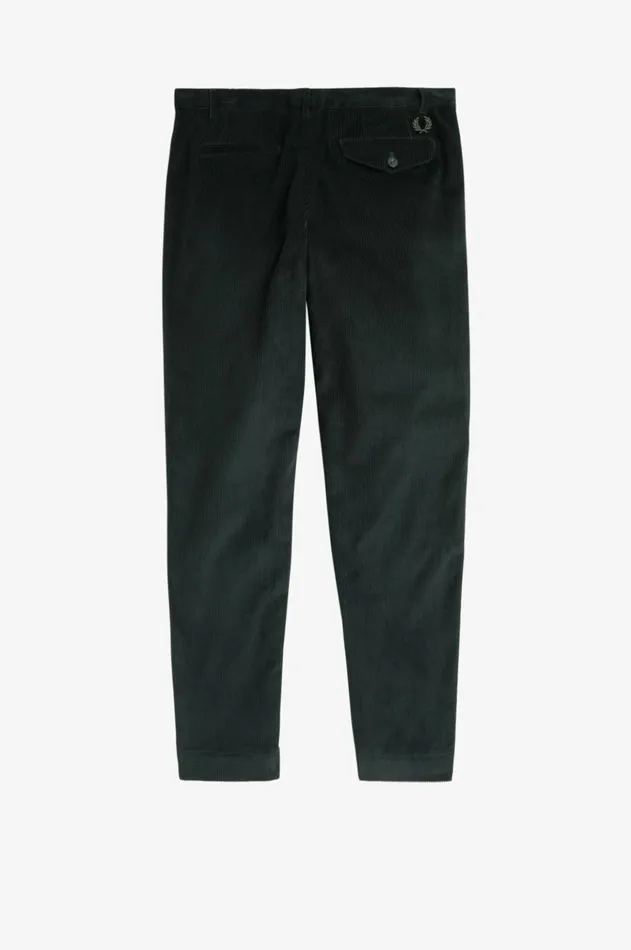 Men Trousers Fred Perry Tapered Corduroy Trousers Night Green
