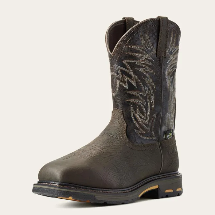 Men Waterproof Boots Ariat WorkHog Wide Square Toe MetGuard Waterproof Composite Toe Work Boot Bruin Brown