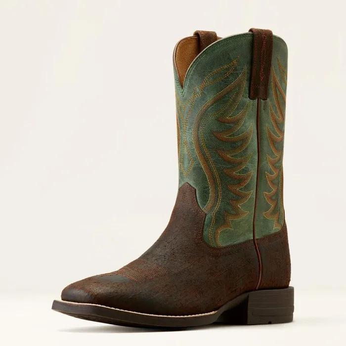 Men Western Boots Ariat Amos Cowboy Boot Rockweed Brownsurf Green