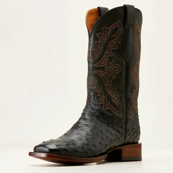 Men Western Boots Ariat Bench Made Bassett Western Boot Black Full Quill Ostrich Men Western Boots Ariat Bench Made Bassett Western Boot Black Full Quill Ostrich