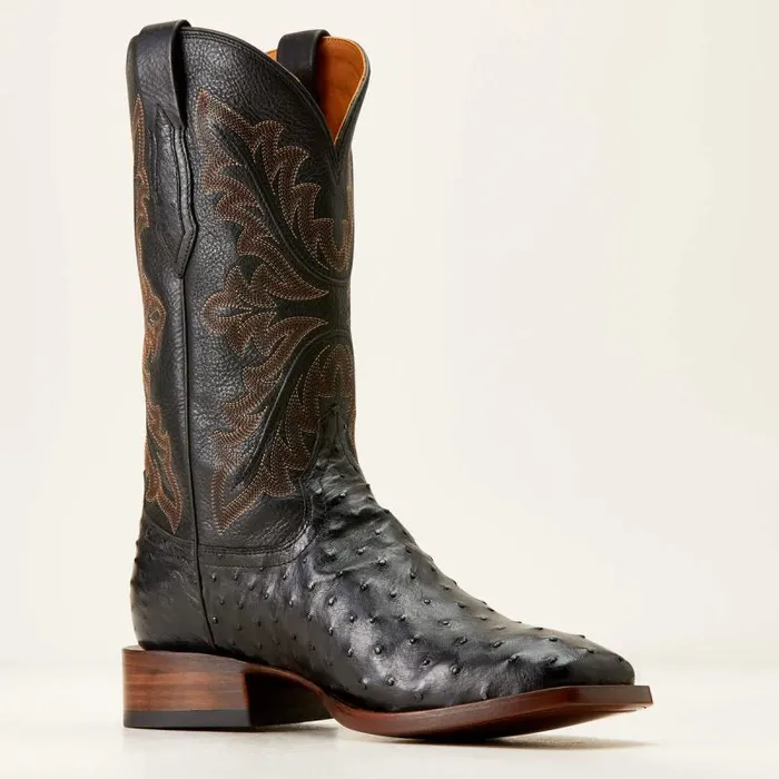 Men Western Boots Ariat Bench Made Bassett Western Boot Black Full Quill Ostrich Men Western Boots Ariat Bench Made Bassett Western Boot Black Full Quill Ostrich
