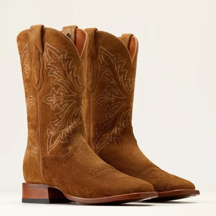 Men Western Boots Ariat Bench Made Bassett Western Boot Oiled Tan Roughout
