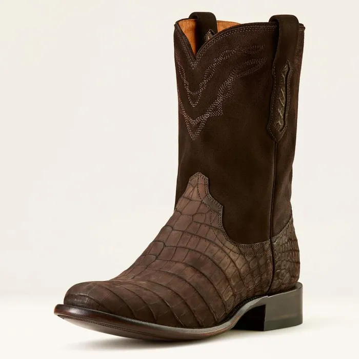 Men Western Boots Ariat Bench Made Clanton Western Boot Matte Chocolate Nile Crocdark Chocolate