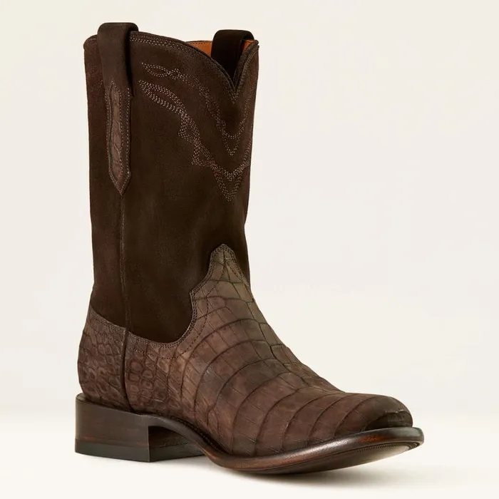 Men Western Boots Ariat Bench Made Clanton Western Boot Matte Chocolate Nile Crocdark Chocolate