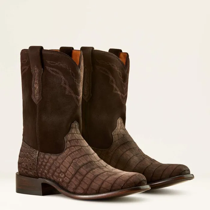 Men Western Boots Ariat Bench Made Clanton Western Boot Matte Chocolate Nile Crocdark Chocolate