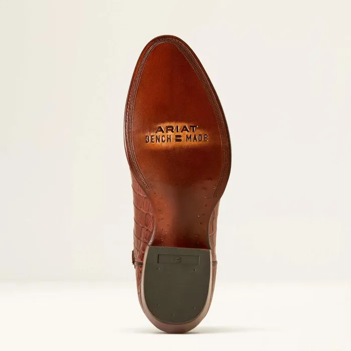 Men Western Boots Ariat Bench Made James Western Boot Whiskey Nile Crocrustic Tobacco