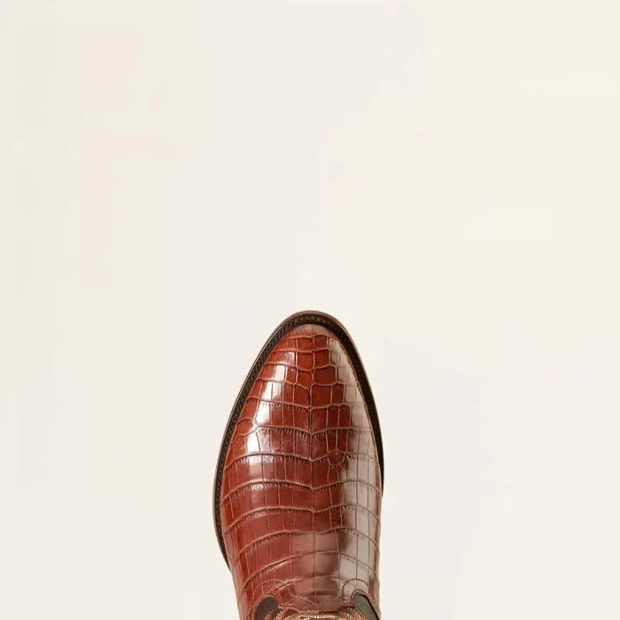Men Western Boots Ariat Bench Made James Western Boot Whiskey Nile Crocrustic Tobacco