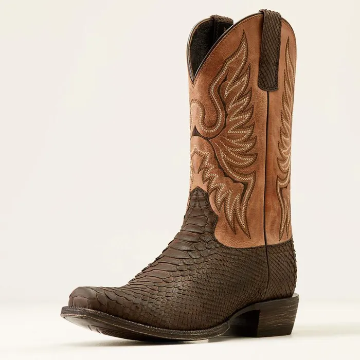 Men Western Boots Ariat Circuit High Stepper Python Cowboy Boot Chocolate Python
